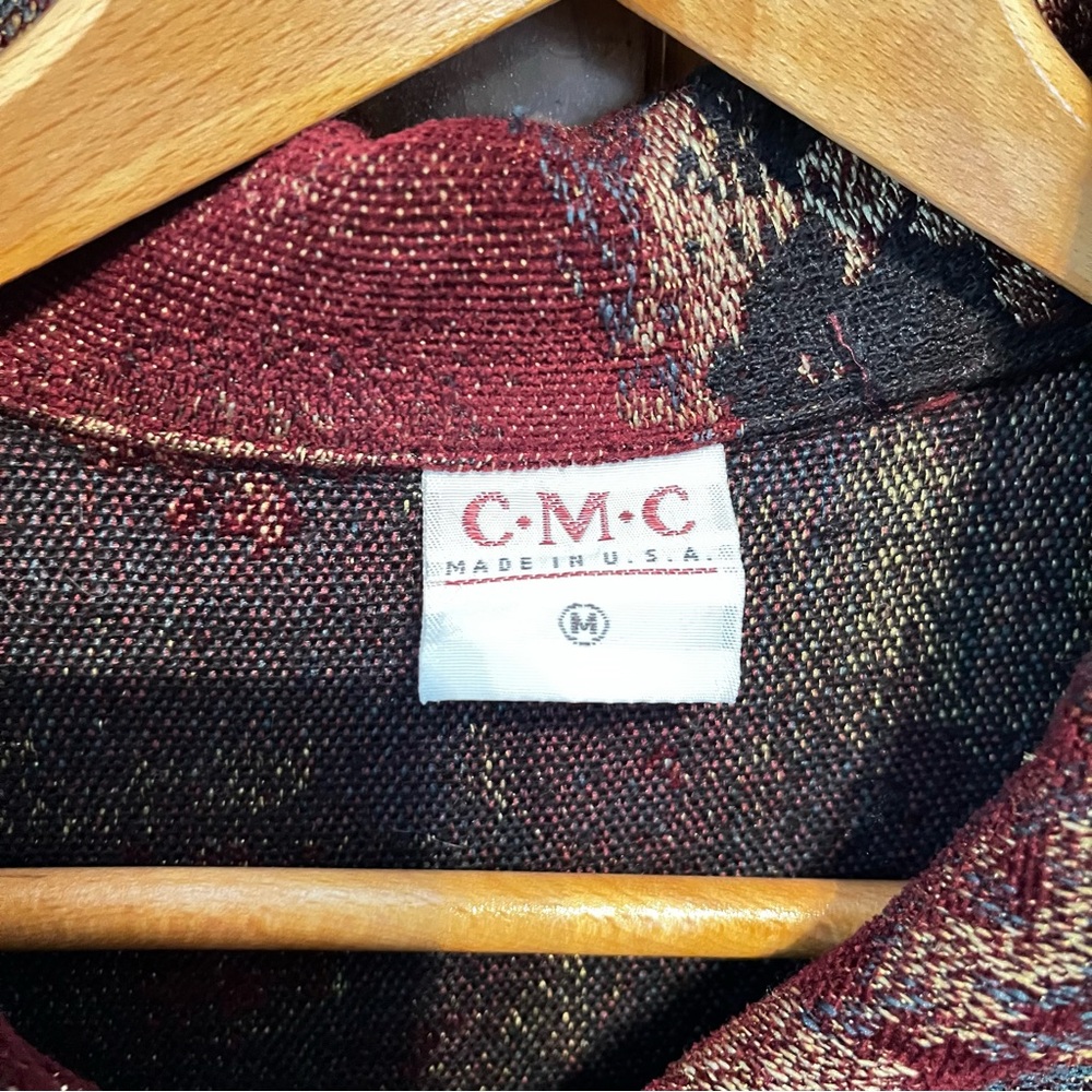 Beautiful C.M.C. Tapestry Coat in burgundy and gold.  Size M - Picture 3 of 5